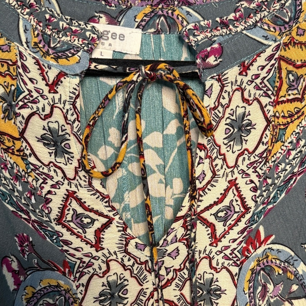 Umgee Bohemian Paisley V Neck Dress - Picture 7 of 8